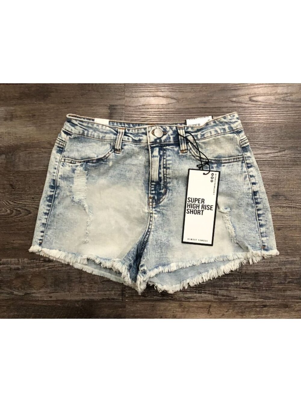 Almost Famous Womens Size 9 Super High Rise Blue Jean Shorts New with Tags